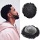 Afro Curly Toupee For Black Men Poly Skin Man Weave Hair Units For Black Men Hair System African American Mens Toupee Human Hair Piece For Black Men 8x10Inch 1# JET BLACK-12mm weave