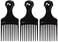 Comfort Axis Plastic Mini Comb and Lift Hair Pick, 3 Pack, Black