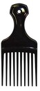 Comfort Axis Plastic Mini Comb and Lift Hair Pick, 3 Pack, Black