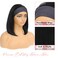 Bob Headband Wigs For Black Women Human Hair Glueless Wig Short Straight Bob Wigs Ready to Go Human Hair for Black Women Natural Color 12 Inch 180% Density（1B,12 Inch）