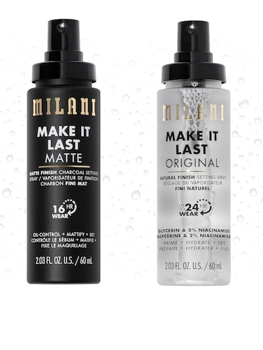 Milani Make It Last Original - Natural Finish 3-in-1 Primer and Setting Spray + Make it Last Matte - Matte Finish Charcoal Primer and Setting Spray for Oily Skin