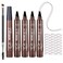 5PCS Microblading Eyebrow Pencils,Magical Precise Dark Brown Eyebrow Pencils for Women,Waterproof Eyebrow Pen,Smudge Proof 4 Fork Tip Eye Brow Pencils with Eyebrow Brush and 24 Pcs Eyebrow Stencils