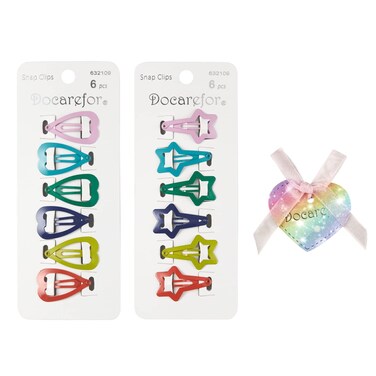 Heart and Star Shapes Hair Clips for Little Girls and Child Non Slip Metal Snap Hair Claw Clips Barrettes Six Solid Color Hair Pins 24Pcs in Box