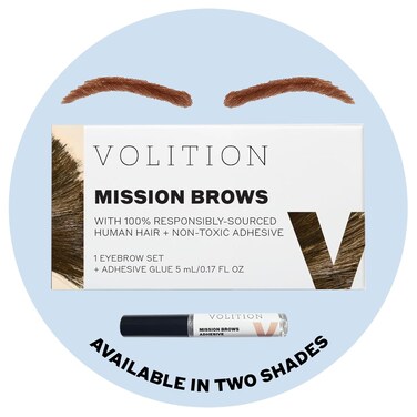 Volition Beauty Mission Brows - Eyebrow Replacement/Eyebrow Wig   Realistic, Long-lasting, Mink-free   Light Brown