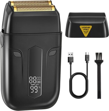 Professional Reciprocating Electric Shaver for Men, Cordless Beard Trimmer &amp; Bald Head Precision Trimmer, Foil Shaving and Men's Facial Grooming Tool with LED, Gifts for Men