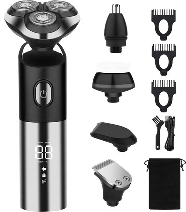 Electric Shaver for Men, Cordless Rechargeable Rotary Shaver, IPX6 Waterproof Wet &amp; Dry Electric Razor with Led Display