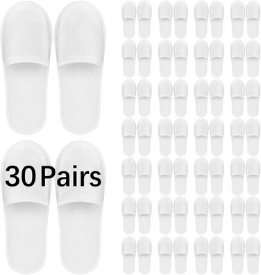 30 Pairs disposable slippers for guests, spa slippers Bulk hotel slippers disposable house slippers for guest Bulk slippers travel(US Men Size 10, Women 11)