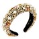 Baroque Crystal Rhinestone Headbands Flower Padded Hairbands for Women Girls Pearl Colorful Bead Embellished Headbands Bejewelled Wide Velvet Hair Hoop for Wedding Parties (bead)