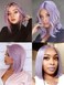 10 Inch Human Hair Wigs Purple Short Bob Wigs None Lace Front Wig for Black Women Machine Made Wigs Full Ends 150% Density Full Head Glueless Soft Silky Straight Hair Bob Wig