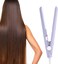 Ceramic Mini Hair Curler Straightener Flat Iron for Short Small Curling Tiny Irons Travel Size Bangs 2 in 1 Straightener Tourmaline Plate Beauty Heating Heats Up Fast (Purple)