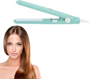 Mini Hair Curler Flat Iron Ceramic Straightener for Short Small Curling Tiny Irons Travel Size Bangs 2 in 1 Tourmaline Plate Beauty Heating Heats Up Fast (Matcha Green)