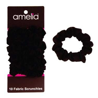 Amelia Beauty Jersey Scrunchy   Medium Black Scrunchies   2.5in Diameter   Gentle on Hair &amp; Strong Hold   No Snag, Dents or Creases  10 Pack