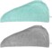 4 Pack Microfiber Hair Wrap Towels, Drying Turbans for Wet Hair, Dry Towel for Women Anti Frizz, Dark Grey/Aqua