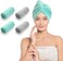 4 Pack Microfiber Hair Wrap Towels, Drying Turbans for Wet Hair, Dry Towel for Women Anti Frizz, Dark Grey/Aqua