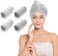 4 Pack Microfiber Hair Wrap Towels, Drying Turbans for Wet Hair, Dry Towel for Women Anti Frizz, Dark Grey/Light Grey