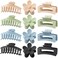 Large Hair Claw Clips 12 Pack 4.3 Inch Rectangle Hair Clips Flower Hair Clips for Women Thick Hair, Big Hair Clips Matte Hair Clips Hair Claws Banana Clips Strong Hold jaw clips, 3 Styles 4 Colors