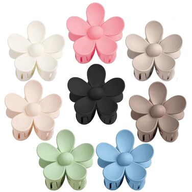 Flower Hair Clips 8PCS, Large Claw Clips for Women Girls Thick Thin Hair, Strong Hold Nonslip Big Dasiy Jaw Clamps Matte Hair Accessories 8 Colors