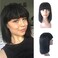 Enoya Human Hair Bob Wigs with Bangs Brazilian Yaki Machine Made Glueless Short Wigs (12" Color#1b)