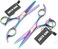5.5 Inches Hair Scissors with Thinning Comb Hair Cutting Shears Thinning Shears set for Professional and Personal (Rainbow)