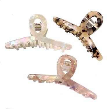 Hair Clips Tortoiseshell Claw Cellulose Acetate Jaw Clip Celluloid French Design 4.2'' Hair Barrettes Grip Leopard Print Clamps for Women Ladies Mother (3 Pack)