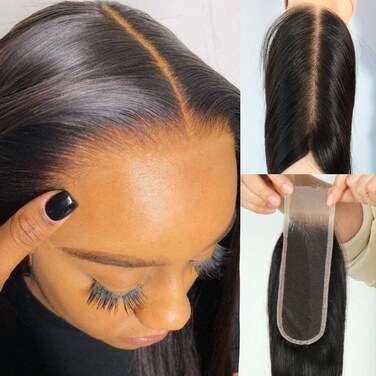 2x6 SKINLIKE Real HD Lace Closure Deep Parting Straight Human Hair 0.095mm Ultra-thin hd lace Closure Tiny knots Brazilian Virgin Human Hair Closure pre plucked with Natural Hairline, 12inch
