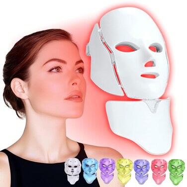 Red Light Therapy for Face, LED Facial Light Therapy Mask, 7 Led Light Therapy Facial Skin Care Mask At Home, White