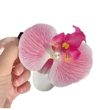 1 Pc Orchid Flower Hair Clip,Flower Hair Clip Cute Pink Orchid Side Barrettes Elegant Suitable for Wavy, Straight Hair, Curly, Sweet and Barrettes Accessories（Pink ）