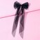 Bridal Hair Bow Veil Hair Clip,Veil Hairpins with Pearl Mesh Bow Hair Clips (Black)