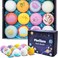 12Pcs Bath Bombs Gift Set, Fizzy Bubble Organic Bath Bombs for Kids Women Men, Handmade Natural Vegan Bath Bombs with Different Organic Essential Oils, Perfect for Bubble and Spa Bath