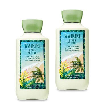 Body Works 2 Pack Waikiki beach coconut Super Smooth Body Lotion 8 Oz.