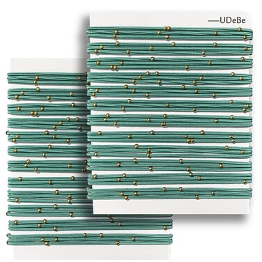 Fashion Hair Ties with Golden Beads, Thin Hair Elastics Tie for Thick Hair, 24 PCS Green.