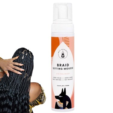 Moose Hair Setting Lotion Foam for Box Braids and Long-Lasting Hold - Professional Braiding Sealer Mousse for Black Women, 8.4oz/250ml
