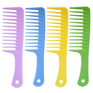 4 Pcs Wide Tooth Detangling Brush Set - Curl Comb, Styling Comb for Long, Wet or Curly Hair to Improve Blood Circulation