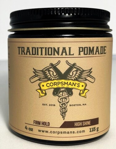 Corpsman's TRADITIONAL POMADE   Firm Hold   High Shine   4 ounce glass jar