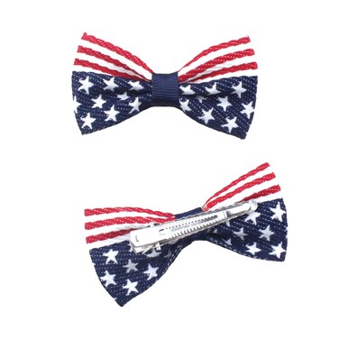 2 Pcs/Pack Girls American Flag Hair Bow Hair Clips Fourth of July Hair Accessories Patriotic Hair Bows Hairgrips