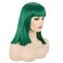 morvally Short Straight Bob Wig Heat Resistant Hair with Blunt Bangs Natural Looking Cosplay Costume Daily Wigs (14", Green)