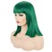 morvally Short Straight Bob Wig Heat Resistant Hair with Blunt Bangs Natural Looking Cosplay Costume Daily Wigs (14", Green)
