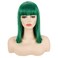 morvally Short Straight Bob Wig Heat Resistant Hair with Blunt Bangs Natural Looking Cosplay Costume Daily Wigs (14", Green)