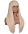 morvally Women's 26 inches Long Straight Blonde Synthetic Resistant Hair Wigs with Bangs Natural Looking Wig for Women Halloween Cosplay (Blonde)