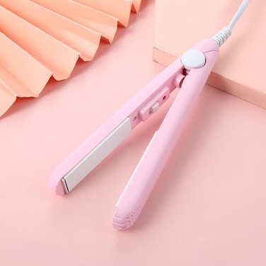 Mini Hair Curler, Ceramic Mini Hair Curler for Short Hair Fine Hair, 2 in 1 Mini Ceramic Curler, Hair Straightener, Mini Curling Iron Barrel Short Hair, Hair Styling Tools (Pink)