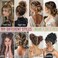 2 PCS Messy Bun Hair Piece Wavy Curly Scrunchies Synthetic Chignon Ponytail Hair Extensions Thick Updo Hairpieces for Women Girls(Natural Black Mix Silver Grey)