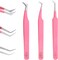 Hadiz Fiber Tip Volume Lash Tweezers Eyelash Extensions Volume Mega Volume 45 and 90 Degree Tweezers(Pack of 3, PINK)