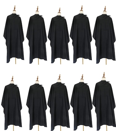 Salon Barber Hairdressing Capes with Snaps Hair Cutting Cape Hair Stylist for Women Men Adults Kids Black Waterproof (10PCS)
