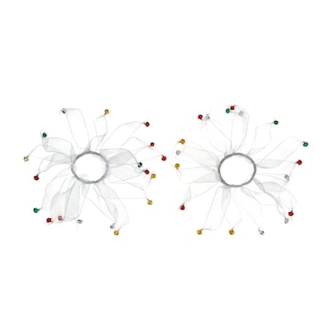 MADISON TYLER 2PCS Christmas Elastic Hair Ties   Transparent Ribbon Scrunchies with Jingle Bells Christmas   Holiday Gifts