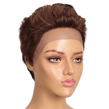 D&Eacute;BUT Short Lace Front Wigs Human Hair Wigs Pixie Wigs Brazilian Virgin Hair 9 Inches 79g Medium Brown #4/30 Color