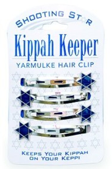 Kippah Keeper Yarmulke Hair Clip Blue Star of David Silver Kippot Clips