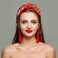 stesdy Women's Fashion Football Headband Black Red Orange Blue Pearl Rhinestone Jeweled Knotted for Girl's Fashion Cute Wide Headband for Mother's Day,Christmas,Birthday Gift