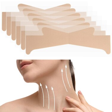 6 PCS Neck Tape, Neck Lift Tape, High Elastic Neck Tape Lifting Invisible, Neck Strip for Neck Lifting, Improve Wrinkles, Neck Lines