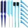 Remerry Hair Brush Set, 12 Pieces Nylon Brushes for Women &amp; Girls - Including 3 Row Salon Teasing Brush, Double Sided Hair Edge Brush, Smooth Comb Grooming, Rat Tail Combs &amp; Duckbill Clips - Blue