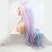Lace Front Wigs Pink (Purple) and Blue 2 Colors Silky Long Straight Hair Christmas Festival Synthetic Wig for Women, Pre Plucked 24" Lace Wig with Natural Hairline and Baby Hair